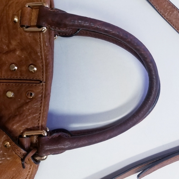 🌸 Michael Kors | Tan Leather Studded Medium Size Satchel Bag - Picture 8 of 15